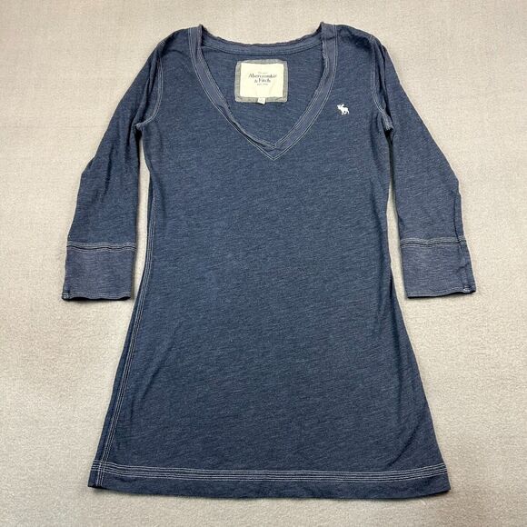 Abercrombie & Fitch Tops - Abercrombie and Fitch Y2K Long V-Neck Tunic T-Shirt 3/4 Sleeves Moose